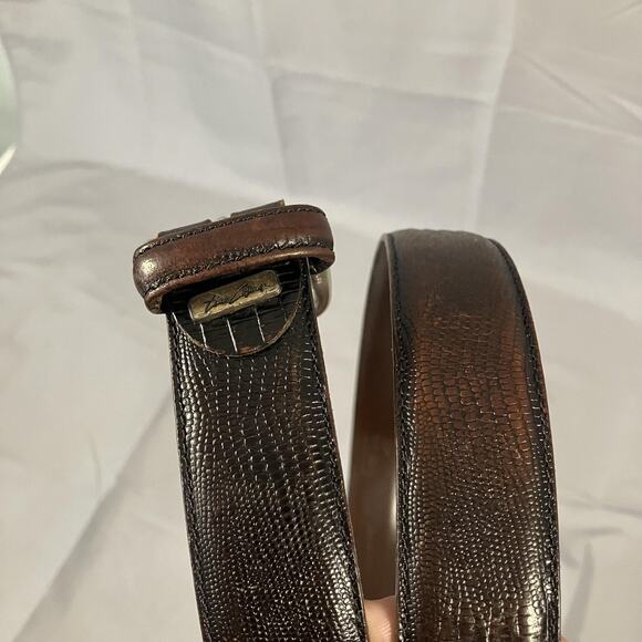 Tino Cosma Belt Mens 38 Genuine Leather Solid Brass Made Italy Dress Accessory - Picture 5 of 16